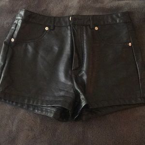 Leather high waisted shorts
